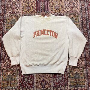 VTG 80s 90s Princeton University Reverse Weave Double Sided P Logo XL USA Rugged